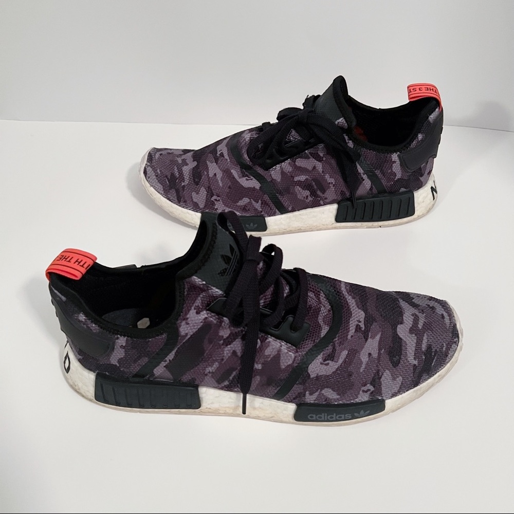 SOLD- Adidas NMD R1 Grey Camo Black White Sneakers Men's Sz 13